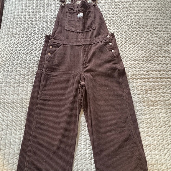 Levi's Pants - Levi's Women's Dark Brown Corduroy Wide-Leg Overalls